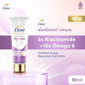 Dove Deodorant Dry Serum 3% Niacinamide + 10x Omega 6 50ml - Cerahkan dan Haluskan Kulit Ketiak