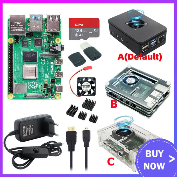 Raspberry Pi 4 Model B 4B RAM 1GB 2GB 4GB 8GB Kit+ Case+32 64 128 GB TF ...