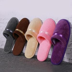 All-inclusive Solid Color Slippers Coral Fleece Hotel Slippers Warm Soft Non-slip Disposable Slippers Zapatos Para Mujeres h260729