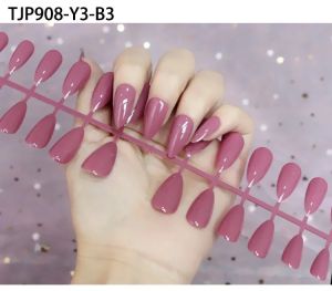 Kuku Palsu Glossy Bentuk Almond /Kuku Palsu Warna Glossy isi 28pcs