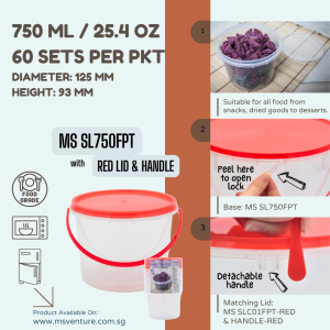 {MSV-WS} Tamper Proof Air Tight with Safety Lock (300ml-1000ml) Microwavable Plastic Tubs MS SL300 SL500 SL650 SL750