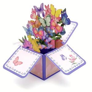 LANCE Bướm hoa đầy màu sắc Thiệp chúc mừng sinh nhật bật lên 3D Ước Nguyện Giấy Thiệp ngày của cha Thẻ tưởng niệm Hài Hước Thiệp ngày của mẹ Đám cưới
