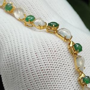 Liquid Jade Symphony - 18K Gold & Type A Jadeite Element Bracelet (Sku: 18kp112)