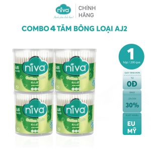 Hũ Tăm Bông Niva Hũ Xoay 200 Que Thân Giấy AJ2 Đa Năng Chuyên Dùng Ngoáy Tai Vệ Sinh Trang Điểm Thân Thiện Môi Trường
