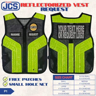 TRAFFIC ENFORCER and SECURITY GUARD Uniform Vest Reflectorized FREE PATCHES