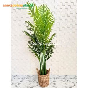 Pohon Palem Pohon Artificial Palem T150 Pot Dasar Hitam Cover Eceng Gondok Handle Dekorasi Ruangan Pajangan Rumah Aesthetic