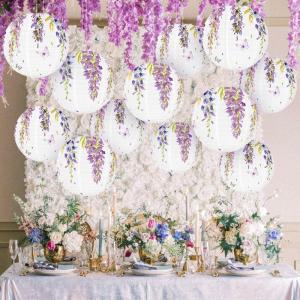 【Clementty】 1PC Wisteria Lantern Paper Lanterns Hanging Lamp Outdoor Garden Wedding Holiday Party Decorations