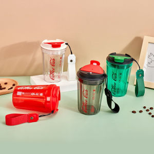 Botol MInum Gelas Bening Warna Coffee Cup 390 ml Free Box Tali