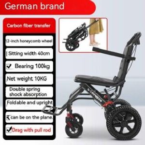 Foldable wheelchair foot strap portable trolley travel wheelchair for the elderly Aluminium Conveni