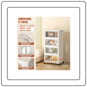 【JJ HOME】Installation Free Foldable Storage Cabinet with Wheels/ Movable Multi-Layer Rack