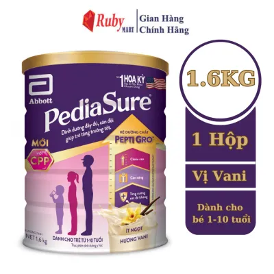 Sữa bột Pediasure 1.6kg hương vani (ít ngọt) dành cho trẻ biếng ăn từ 1-10 tuổi