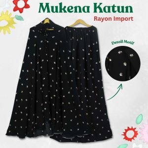 Mukena Katun Bahan Rayon Import Premium Warna Hitam Elegan Harga Terjangkau Kualitas Terbaik