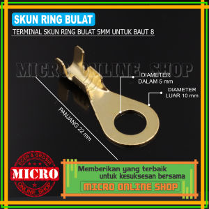 PAKET 100 PCS Skun Ring 5 mm Untuk Baut 8 / Skun Bulat / Soket Kabel Motor Mobil / Skun Sekun O Ring