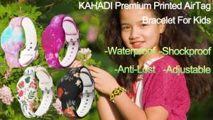 Waterproof AirTag Bracelet for Kids Hidden Printed Wristband for Apple Air Tag Silicone Holder Case for Band for Child Toddler