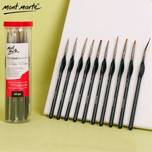 Mont Marte Detailer Paint Brush Set - Taklon Bristle Detailer Collection 15pc/Fine Detail 10pc/Assortment 11pc