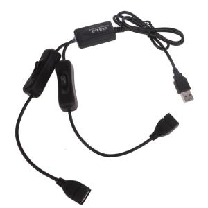 USB2.0 Extension Cable with Twin Port and Power On Off Switches Male to Female Data Line Gaming Computer Accessories