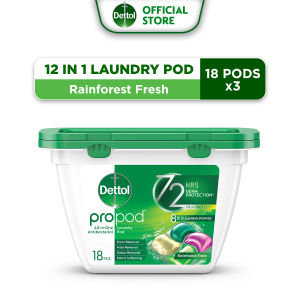 [Stain Removal] [BUNDLE OF 3] Dettol All in One Laundry Capsule 54s(18X3) Laundry Pod (Rainforest Fresh/Citrus Rose)
