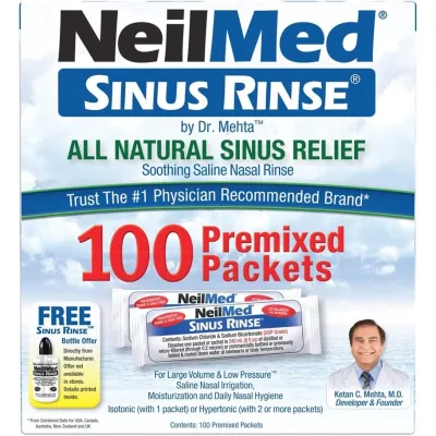 Neilmed Sinus Rinse - Bộ nước muối rửa mũi hỗ trợ giảm và ngừa viêm mũi 250 gói - SẢN PHẨM ĐƯỢC YÊU THÍCH TRÊN THỊ TRƯỜNG HIỆN TAY DÙNG RẤT TỐT LUÔN Ạ ĐẢM BẢO DÙNG RẤT THÍCH KHÁCH YÊU TRẢI NGHIỆM ỦNG HỘ SHOP NHÉ