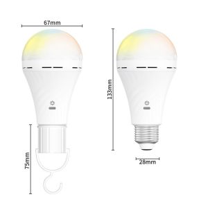 E27 Touch-Controlled LED Light Bulb 10W with Remote Dimmable Energy-Saving USB-C Rechargeable