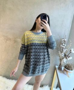 Atasan Rajut Imnport Over Size Motif Kotak Kecil Realpic Terbaru Kekinian