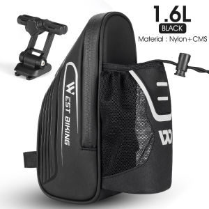 WEST BIKING Bike Saddle Bag With Water Bottle Pocket MTB Road Bicycle Under Seat Bag Waterproof Tail Pannier Cycling Accessories