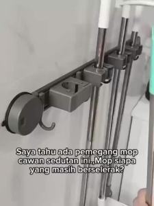 Space Aluminum Mop Clip Balcony Punch-Free Buckle Hook Bathroom Storage Clip Wall Mop Rack Clamp Mop 空间铝拖把夹阳台无打孔扣钩浴室储物夹墙拖把架夹拖把 可移动吸盘拖把夹