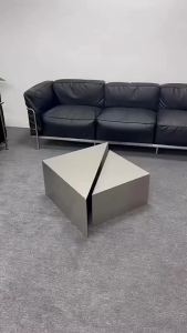 UrbanSpace SG- Italian minimalist stainless steel irregular-shaped table high-end designer model light luxury large and small coffee