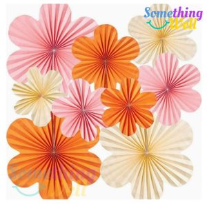 ชุดพัดกระดาษรูปดอกไม้ (ชุด 9 ชิ้น 3 ขนาด) แบบเนอร์ ฉากหลังสำหรับตกแต่งงานปาร์ตี้ Party Supplie