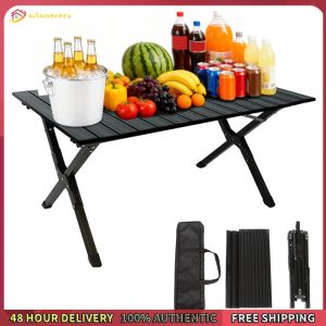 Winnereco Aluminum Alloy Camping Table Roll-Up Portable Picnic Table Backpacking Table for Outdoor Camping Picnic BBQ