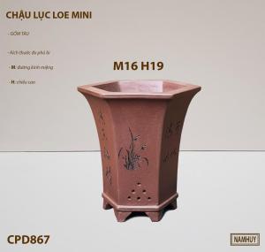 chậu mini bonsai chậu lục cao mini chậu gốm tàu nâu tử sa Chậu cao 19cm miệng 16cm.