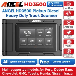 ANCEL HD3500 Pickup Heavy Duty Truck Scanner with DPF Regen& Service Reset Functions for Ford/Ram/Chevrolet/GMC/Toyota/Honda/Nissan/Isuzu All-System Diesel Scanner Diagnostic Tool