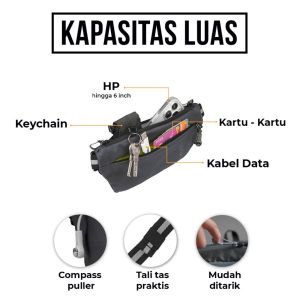 Torch Tas Pinggang Lari Anti Air - Waist Bag Running Belt Hyochang - Abu-abu