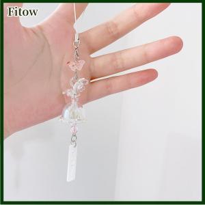 Fitow Y2K Fashion Sweet Flower Beaded Wind Chime Pendant Cute Phone Charm Strap Keychain Woman Bag Charm Decoration Gifts