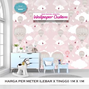 Wallsticker / WALLPAPER CUSTOM BALLON PINK LUCU KAMAR ANAK WANITA