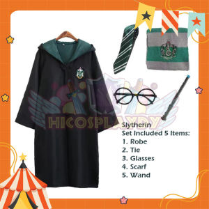 hiCosplayDy Harry Robe Cloak Tie Costume Wand Scarf Gryffindor Ravenclaw Slytherin Hufflepuff Uniform Costume