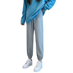 Senior Quần Thể Thao Màu Xám Thường Ngày Bó Chân Dáng Nhỏ Lót Nhung Dày Dặn Xuyên Biên Giới Quần Thể Thao Củ Cải Rộng Rãi Mẫu Mới Thu Đông