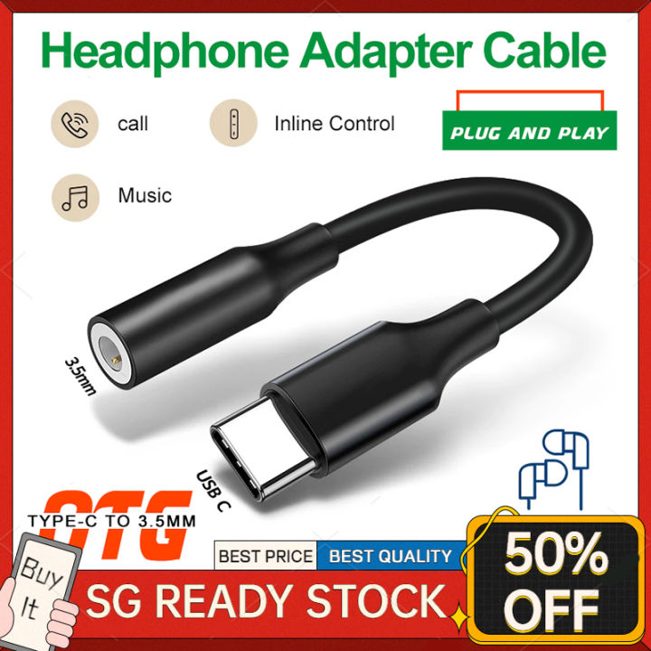🚚SG Fast Delivery📦USB Type C to 3.5mm Jack Earphone Cable Headphone ...