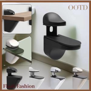 [Falsh F] 1pcs Adjustable Wood Glass Shelf Support Clips Zinc Alloy Shelves Brackets With Anti-Slip Pads Partition Clamps For Bathroom