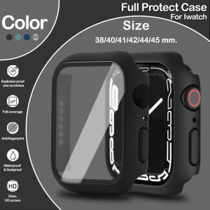 Case Compatible with iWatch Series 38mm 40mm 42mm 44mm 45mm 49mm with Tempered Glass Screen Protector Hard PC Protective Case Edge Protector Bumper Frame Cover iwatch 10 9 8 7 6 SE 5 4 3 2 1 Safety Cover Glass+Case