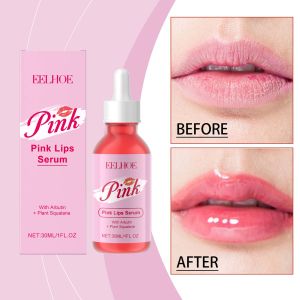 EELHOE Pink Lip Serum Pink lip care essence moisturizes dry lips daily reduces lip lines and makes the skin hydrated and lustrous Lip Care