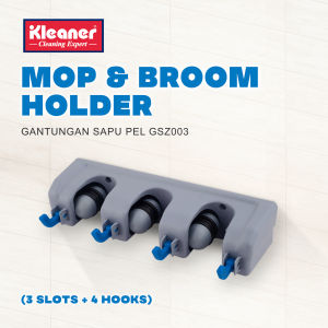Kleaner Gantungan Sapu Pel 3 Slots 4 Hooks Mop Broom Holder Serbaguna GSZ003
