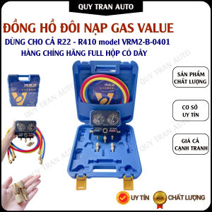 Đồng hồ đôi đo nạp gas dùng cho cả R22 - R410 hàng chính hãng VALUE model VRM2-B-0401 (full hộp dây) - Quý Trần Auto