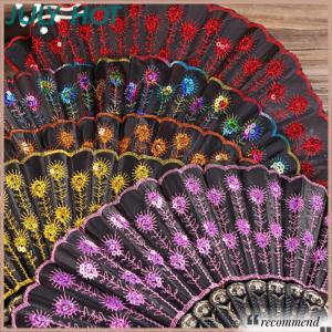 [JULYHOT] Folding Hand Fan Plastic Powder Craft Fan White Wedding Party Chinese Style Dance Cloth Folding Fan Handheld