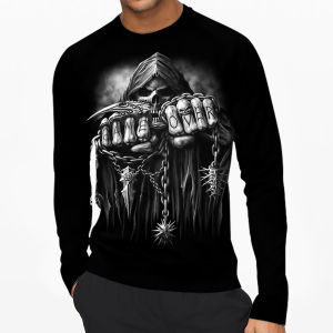 SKULL GAME OVER | Kaos Lengan Panjang Pria & Wanita | Distro | Sablon | Murah | Produk Lokal | CIAO.ID