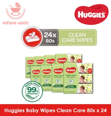 Huggies Baby Wipes Clean Care 80s x 24 - CASE