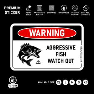 Fish Stickers. Arowana Betta Aggressive. Sticker Sign Label Warning Caution Danger Risk Animal. Funny Pet Ikan Pelekat
