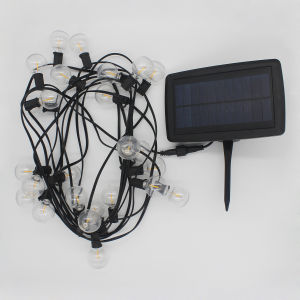 Solar String Lights G40 Glass bulb 10/25LED Waterproof For Outdoor Indoor Lighting