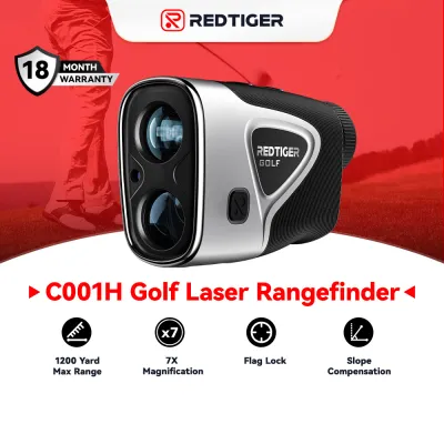 REDTIGER Golf Rangefinder 1200 Yards 7X Magnification Flag Lock Vibration Rechargeable