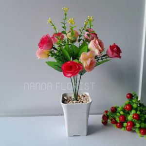 Sampai7an PBP32 / Pot Bunga Plastik Mini Dekorasi Hias Ruangan Mawar Tulip Pajangan T 30cm / COD