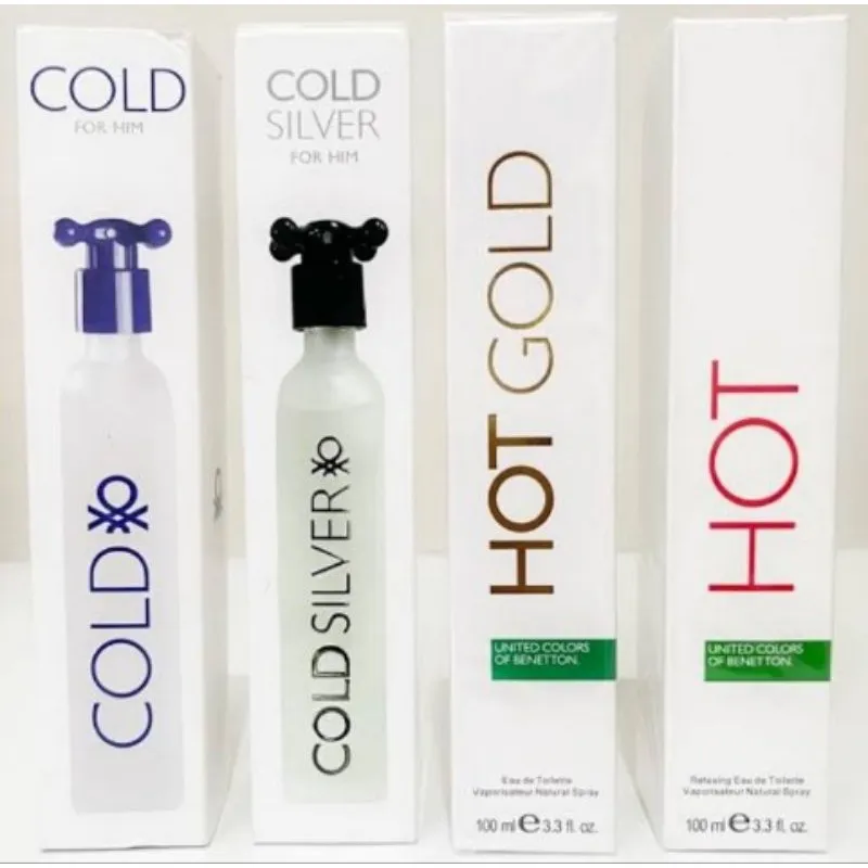 Cold Gold Silver Perfume Authentic United Colors Of Benetton Hot